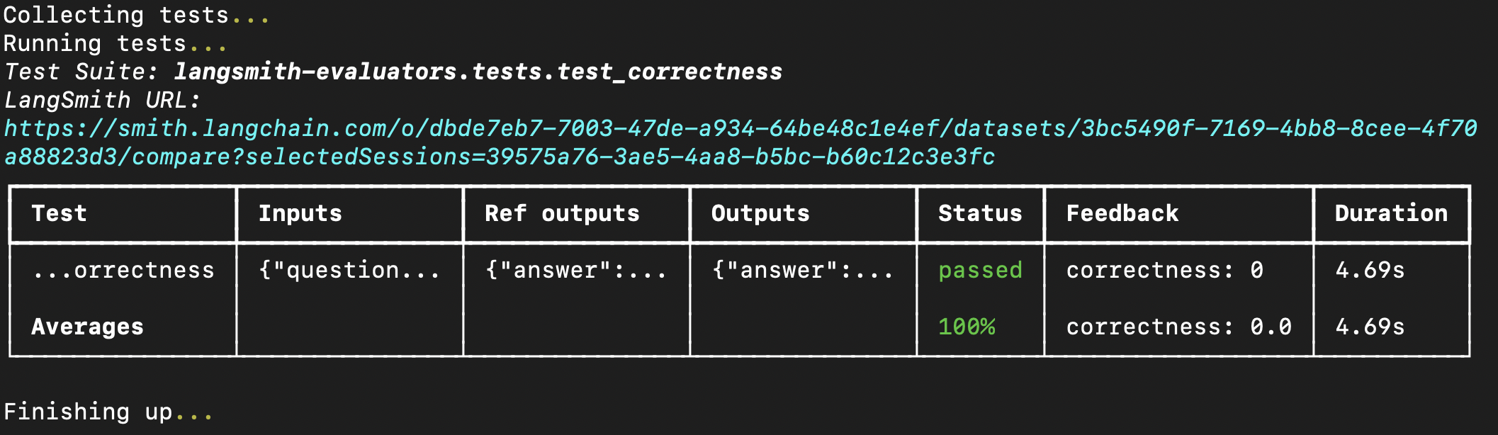 Prebuilt evaluator terminal result